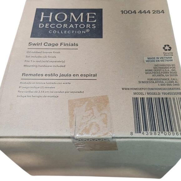 Oil-Rubbed Bronze Swirl Cage Finials (2 Sets of 2) Fits 1" Home Decorators Rods - Picture 4 of 8